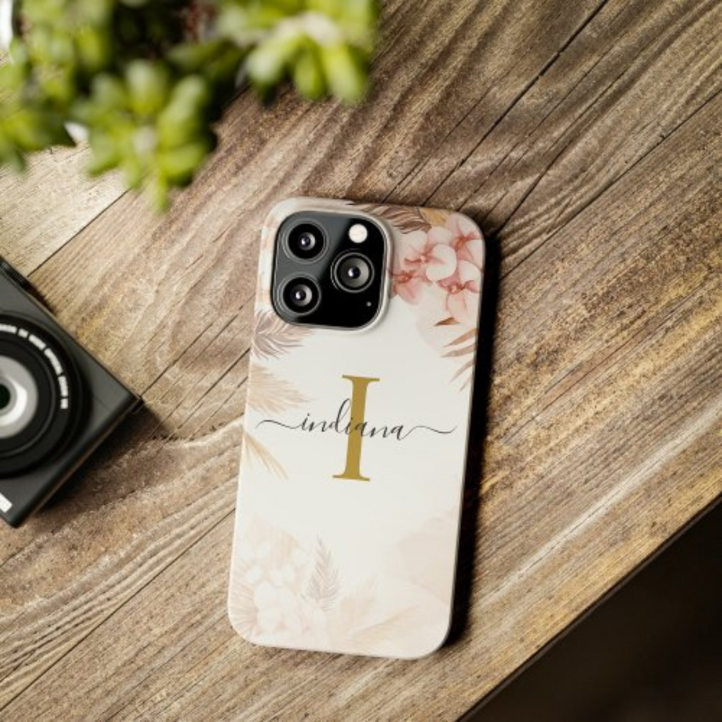 Custom iPhone Case with Floral Print Monogram