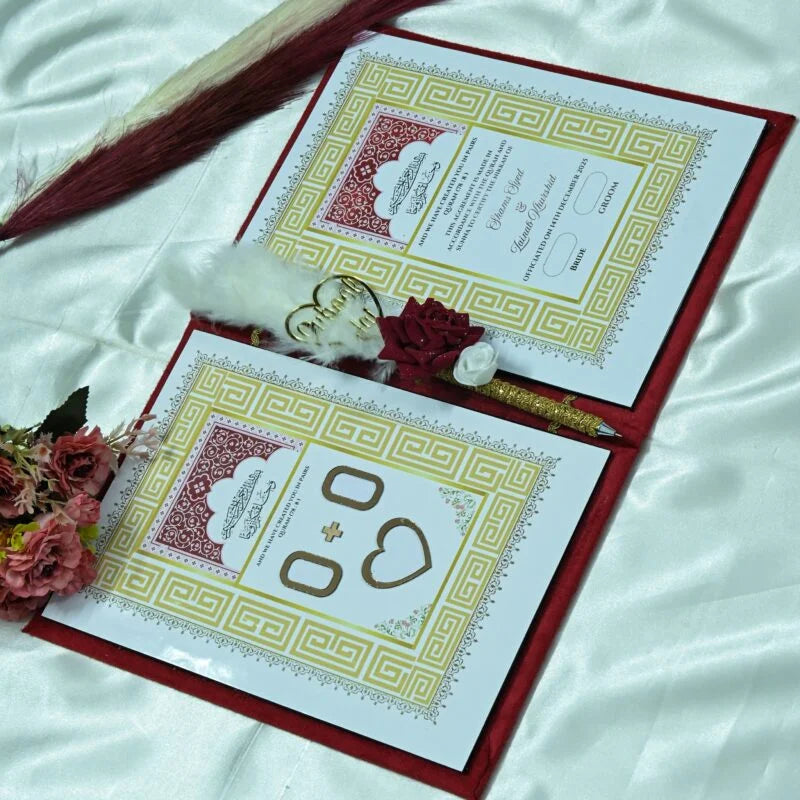 Star Design Nikah Nama Red &Navy Blue