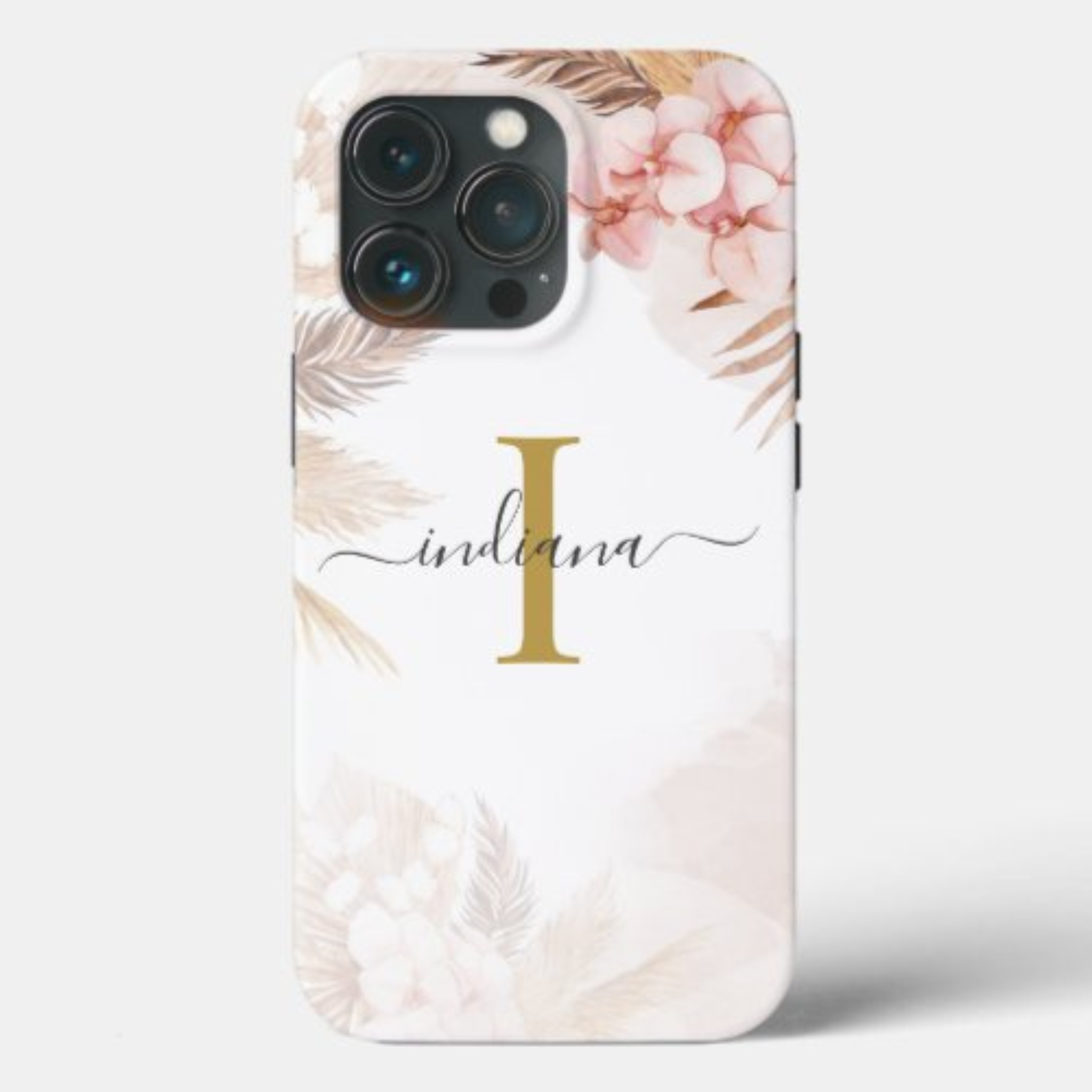 Custom iPhone Case with Floral Print Monogram